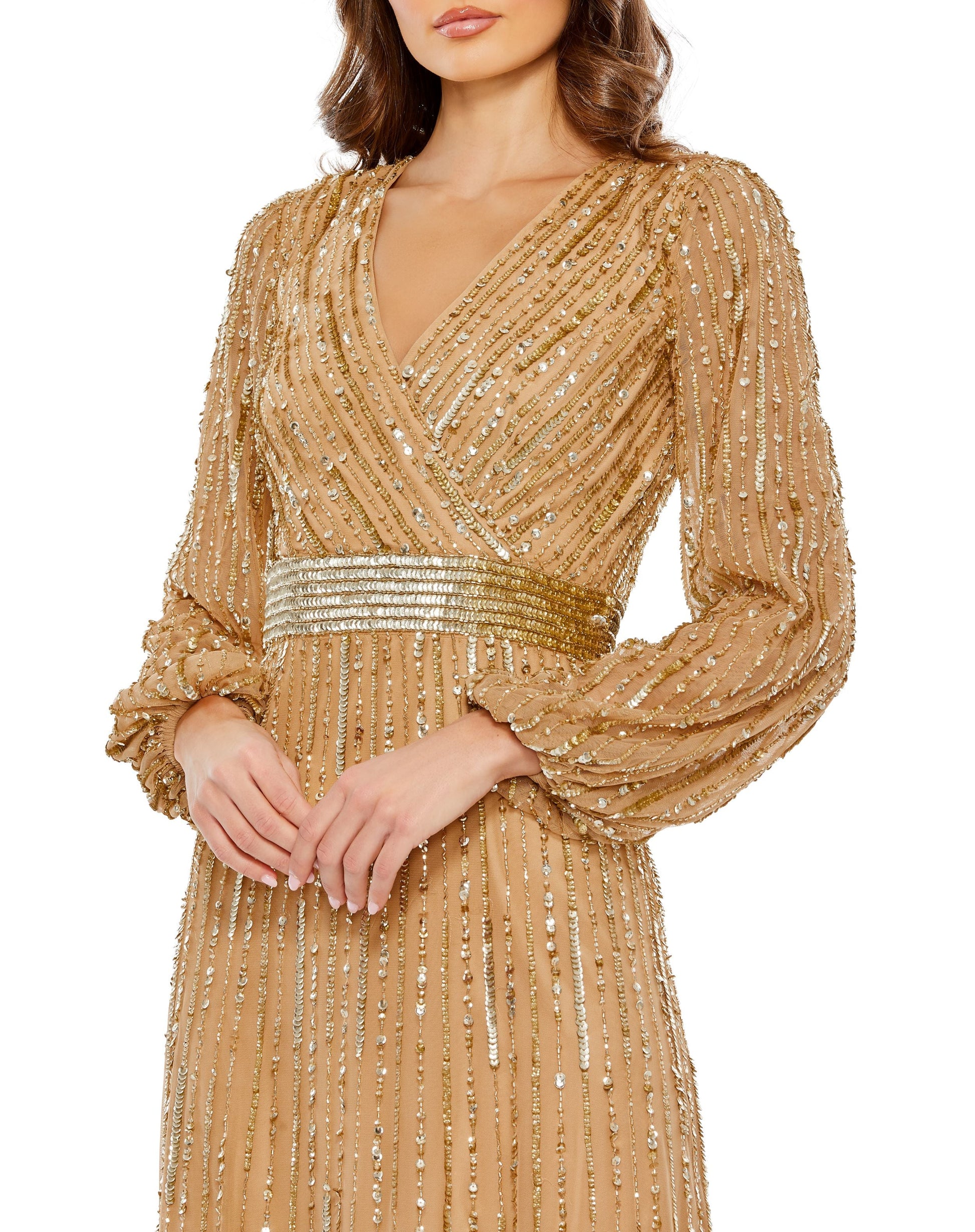 Mac Duggal 5718 Long Sleeve Sequin Formal Dress