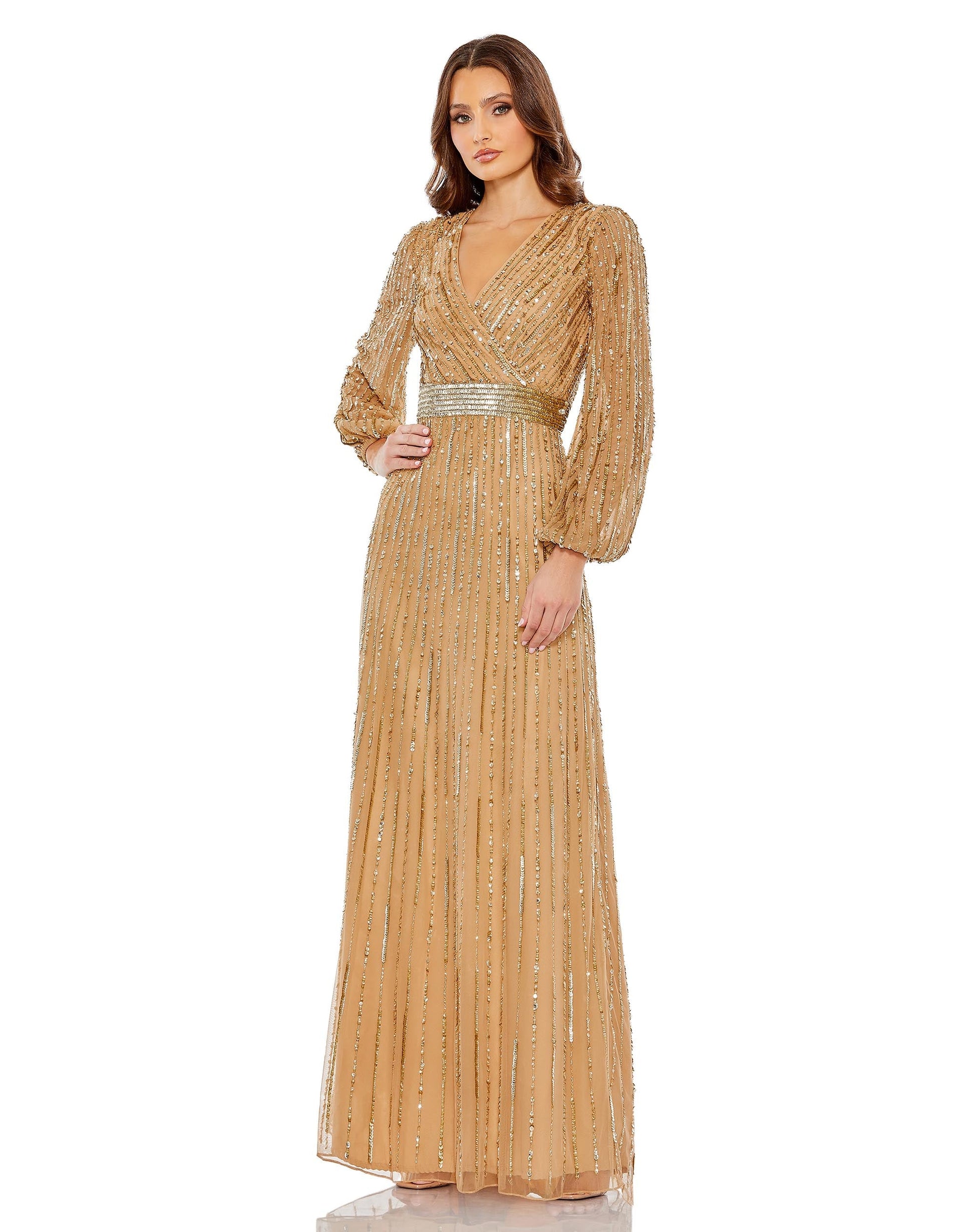 Mac Duggal 5718 Long Sleeve Sequin Formal Dress