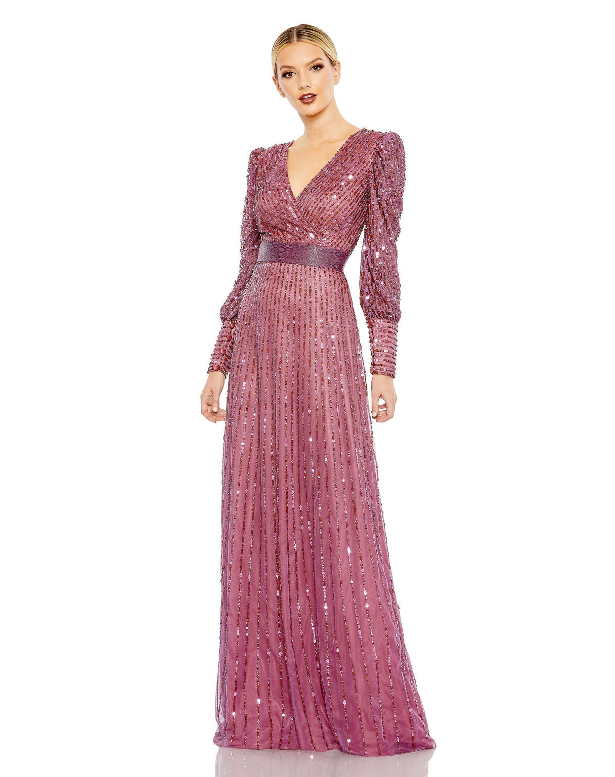 Mac Duggal 5720 Long Sleeve Formal Prom Sequin Dress