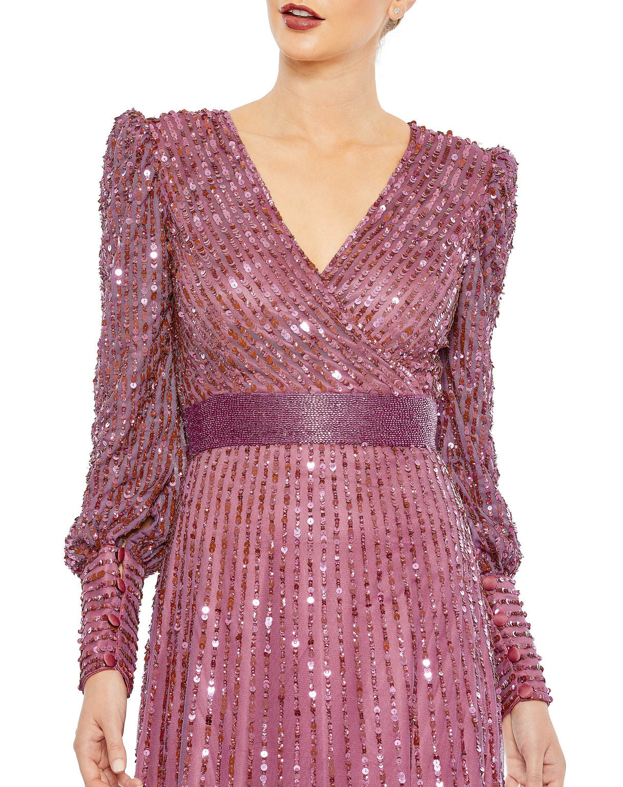 Mac Duggal 5720 Long Sleeve Formal Prom Sequin Dress