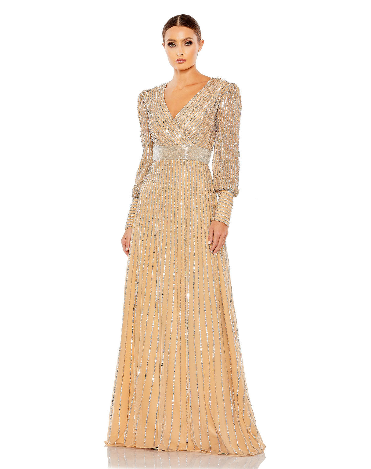 Mac Duggal 5720 Long Sleeve Formal Prom Sequin Dress
