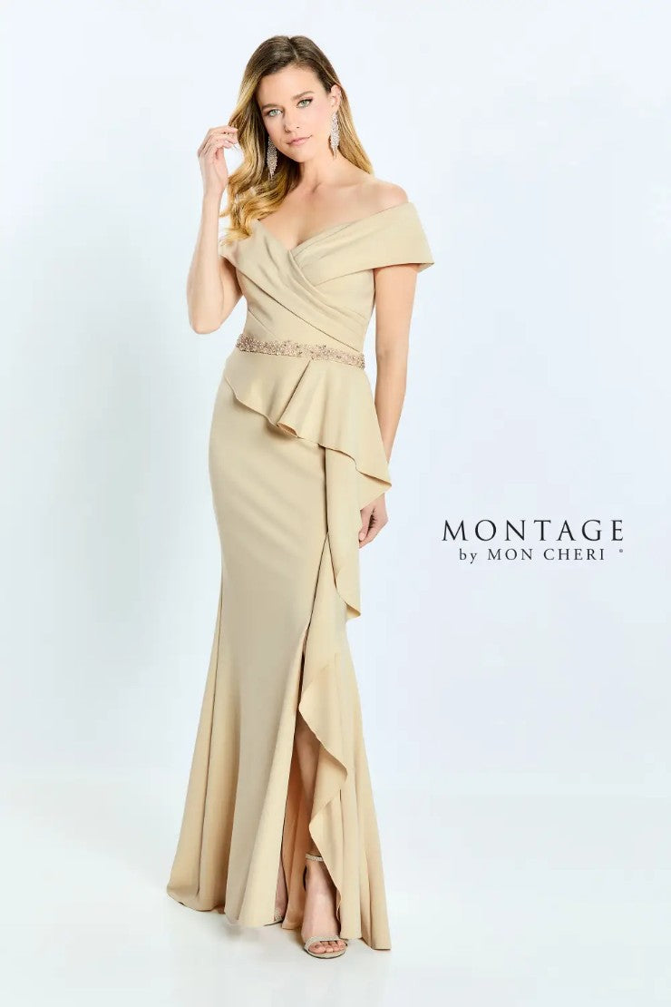 Montage 221976 Long Ruffle Slit Formal Evening Dress