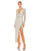 Formal Dresses Long Sleeve Beaded Fringe Formal Prom Dress Silver Nude