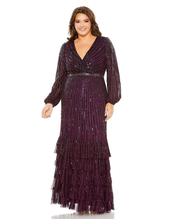 Plus Size Long Sleeve Dress Formal Evening Mac Duggal 5784