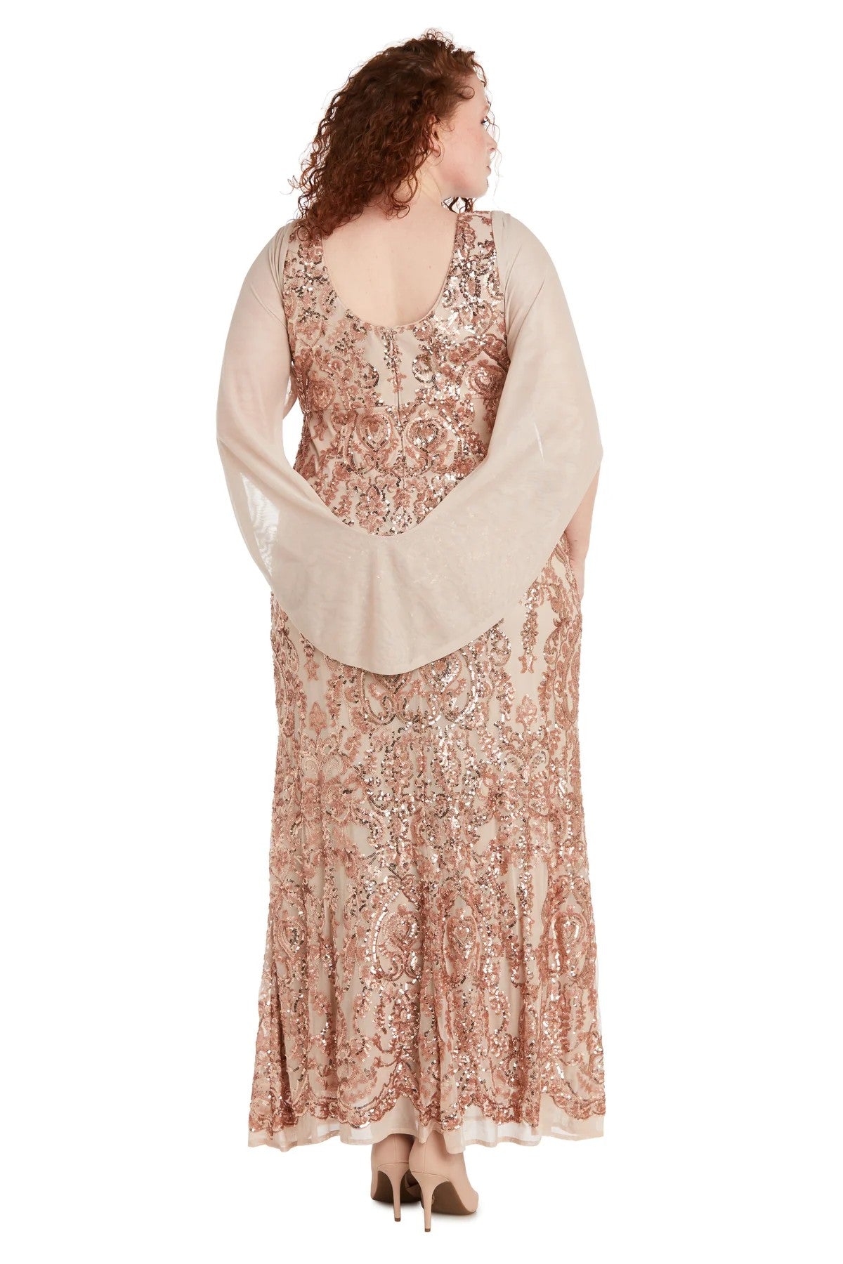 Rose Gold R&M Richards 5909W Long Plus Size Formal Dress for $169.0