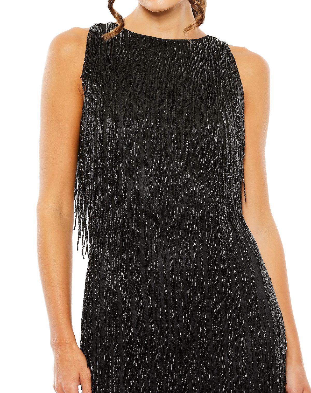 Mac Duggal 5934 Short Beaded Fringe Cocktail Mini Dress