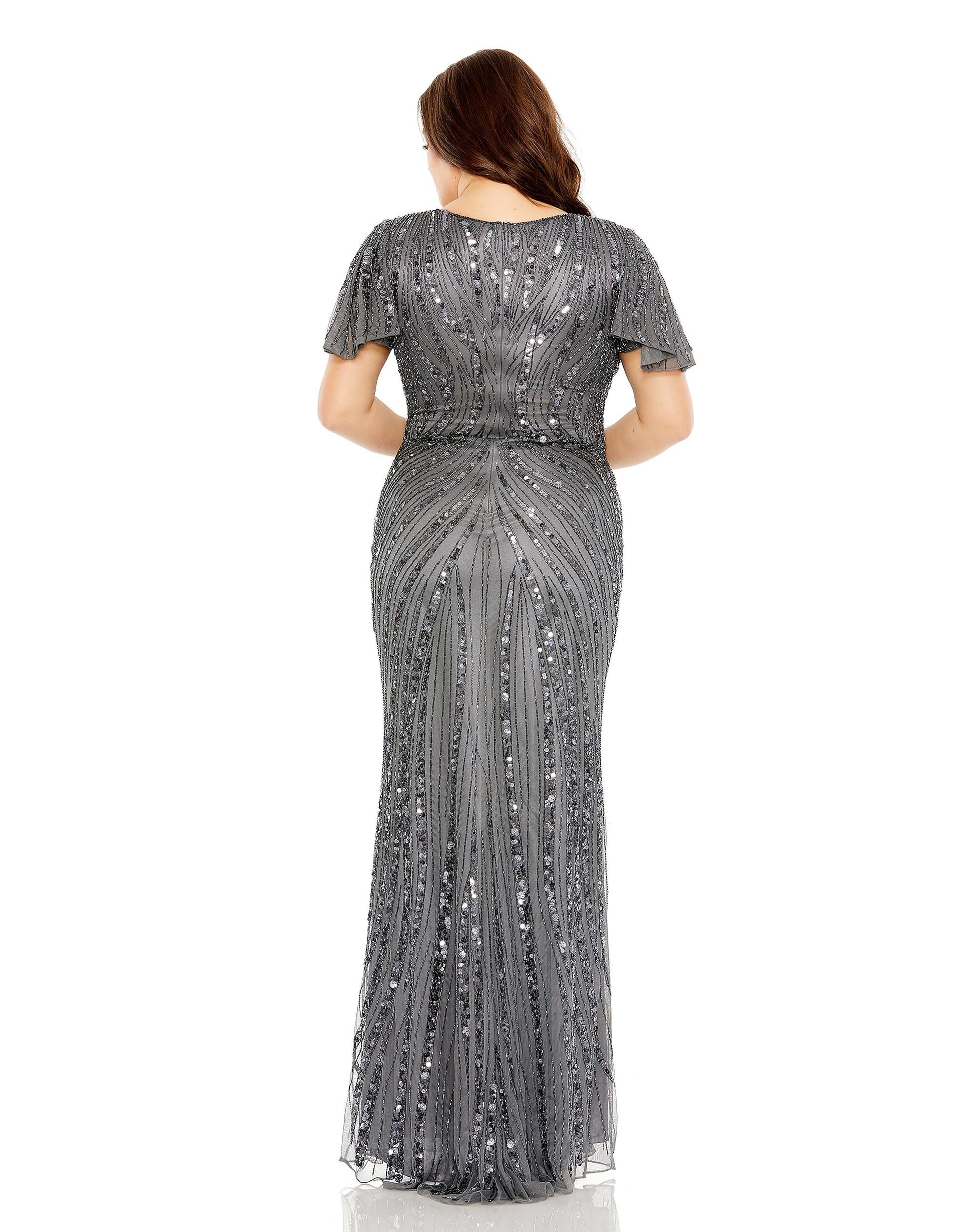 Mac Duggal 5945 Plus Size Sequins Long Formal Evening Dress