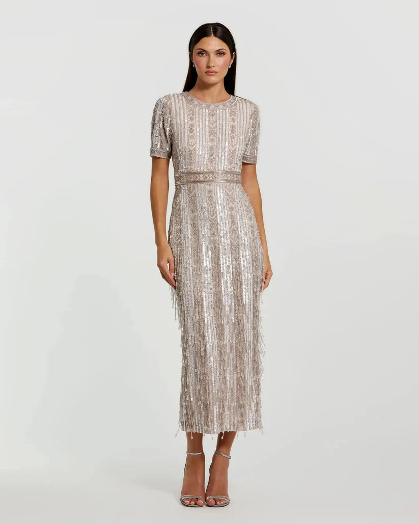 Formal Dresses Short Sleeve Formal Midi Length Dress Blush