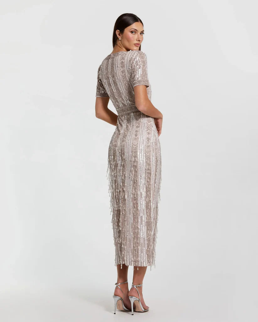 Formal Dresses Short Sleeve Formal Midi Length Dress Blush