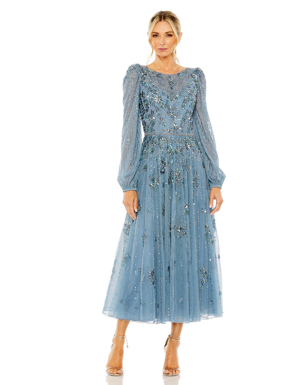 Long Sleeve Formal Tea Length Dress Tea Length & Long Sleeves Mac Duggal 5990