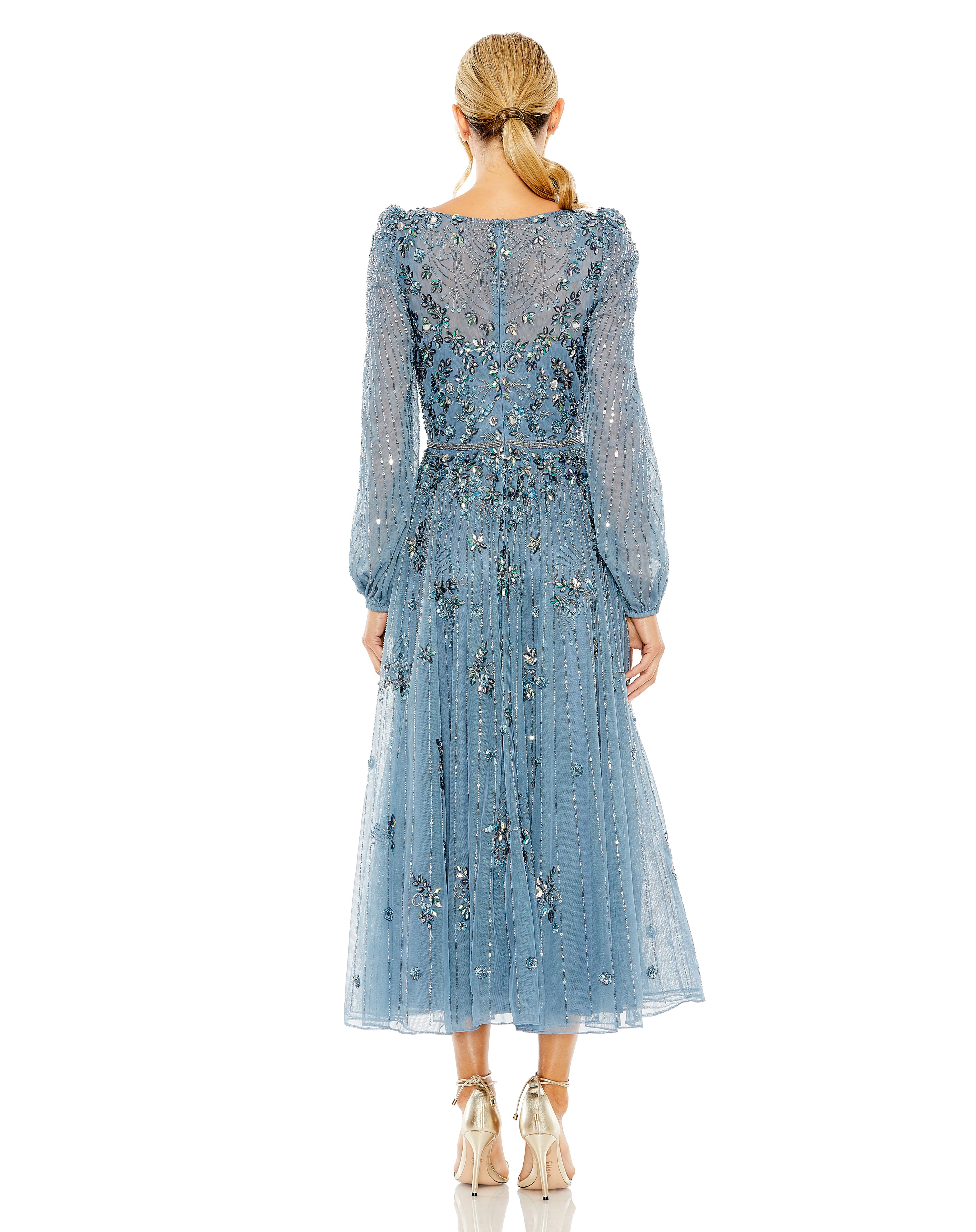 Long Sleeve Formal Tea Length Dress Tea Length & Long Sleeves Mac Duggal 5990