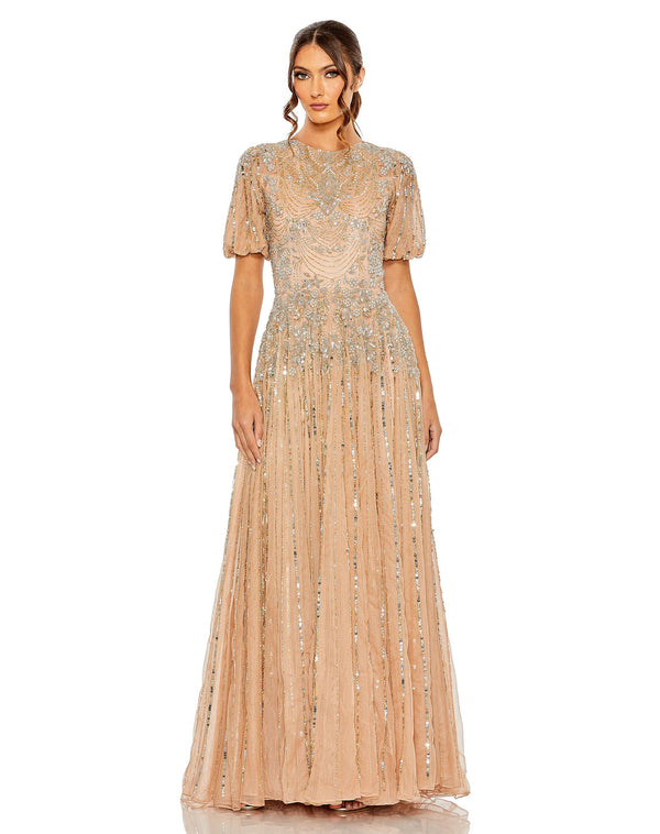 Glitter Long Gown A Line Formal Mac Duggal 5991