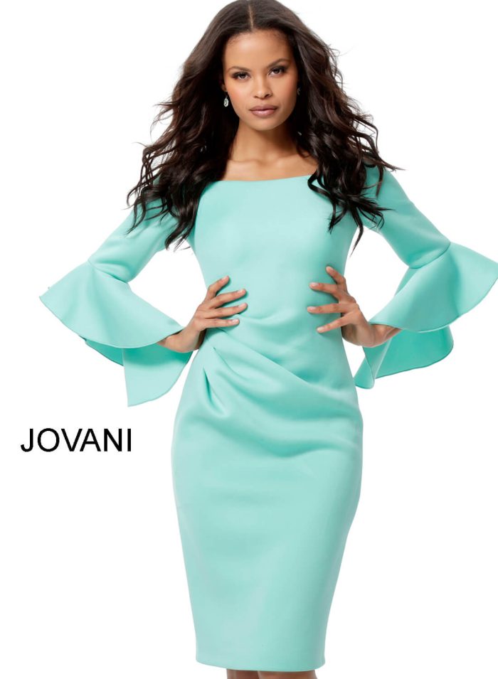 Jovani 59992 Short Cocktail Mother of the Bride Knee Length Dress - Aqua / 6 Jovani 59992 Short Cocktail Mother of the Bride Knee Length Dress - Aqua / 6