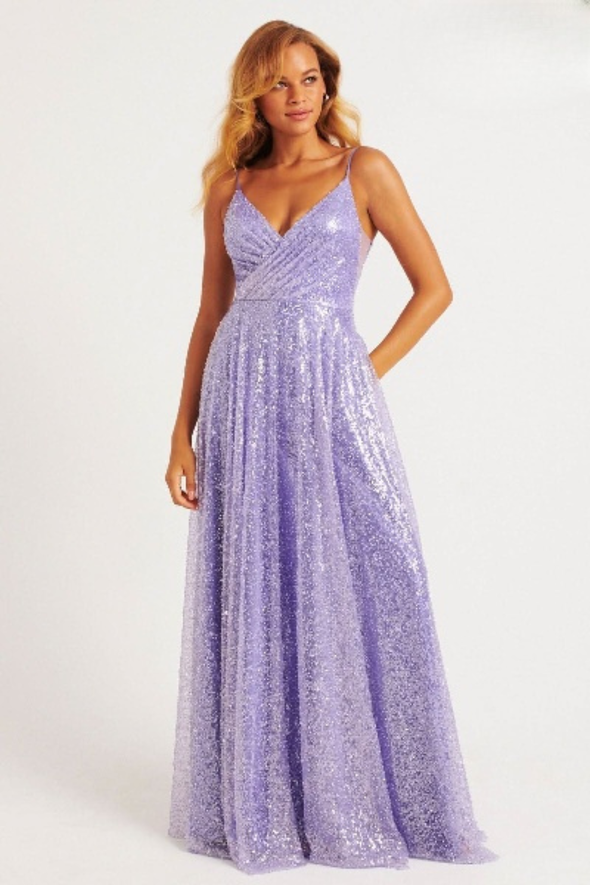 Prom Dresses Prom A Line Long Formal Sequin Pocket Dress Lilac