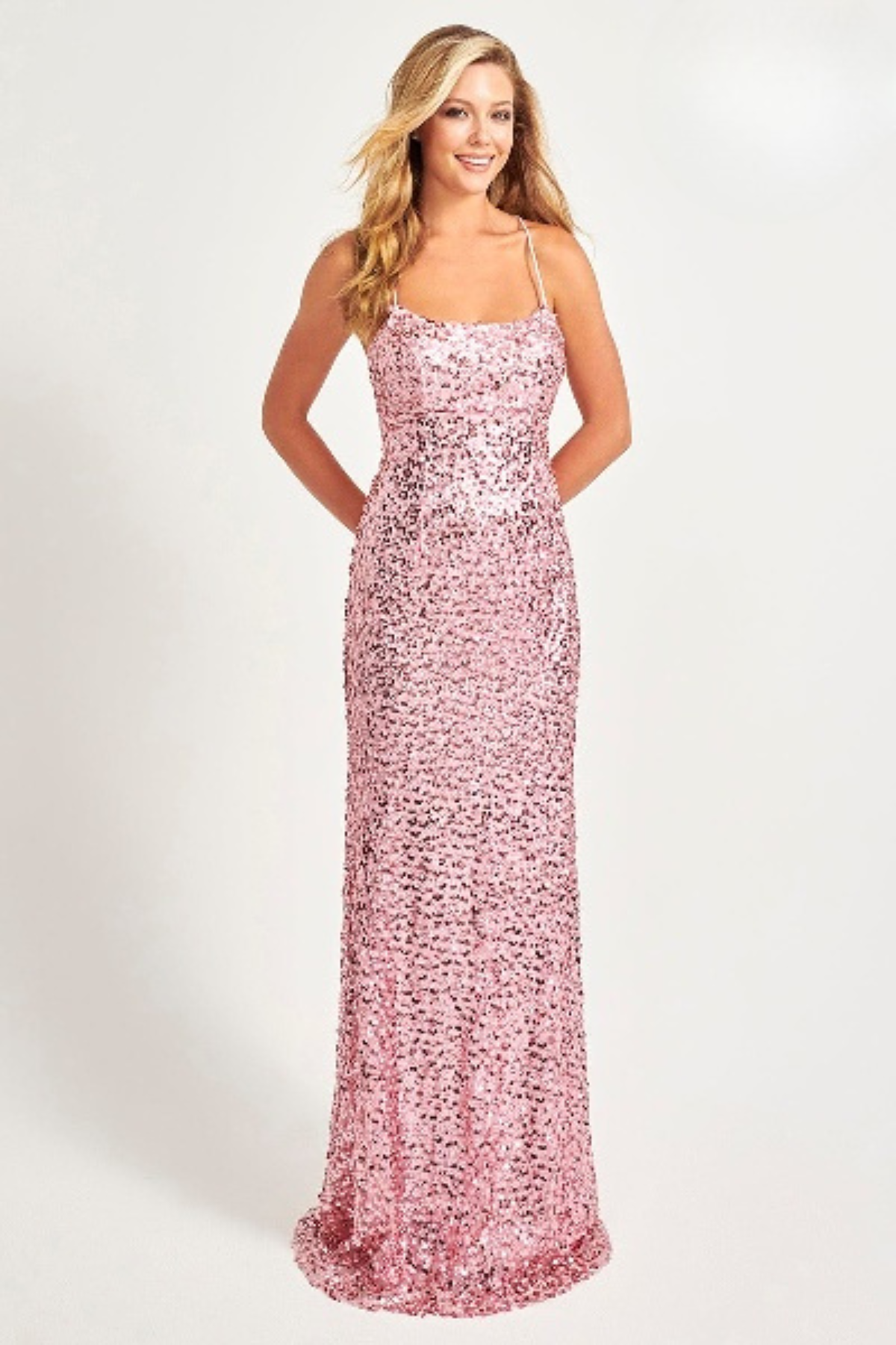 Prom Dresses Long Formal Sequin Metallic Prom Dress Light Pink