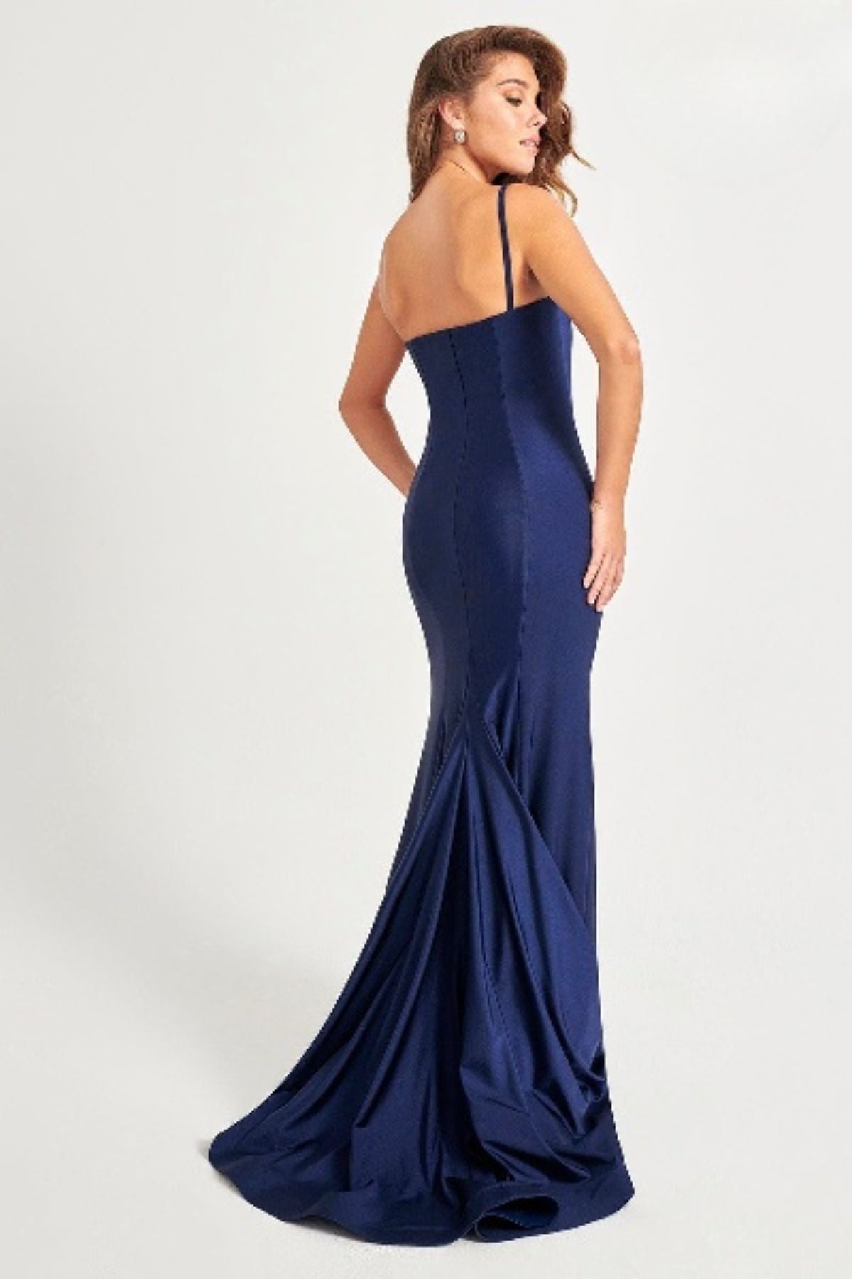 Prom Dresses Long Formal Fitted Slit Evening Prom Dress Dark Navy
