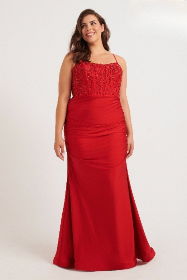 Faviana 9569 Prom Fitted Long Formal Beaded Corset Plus Size Dress