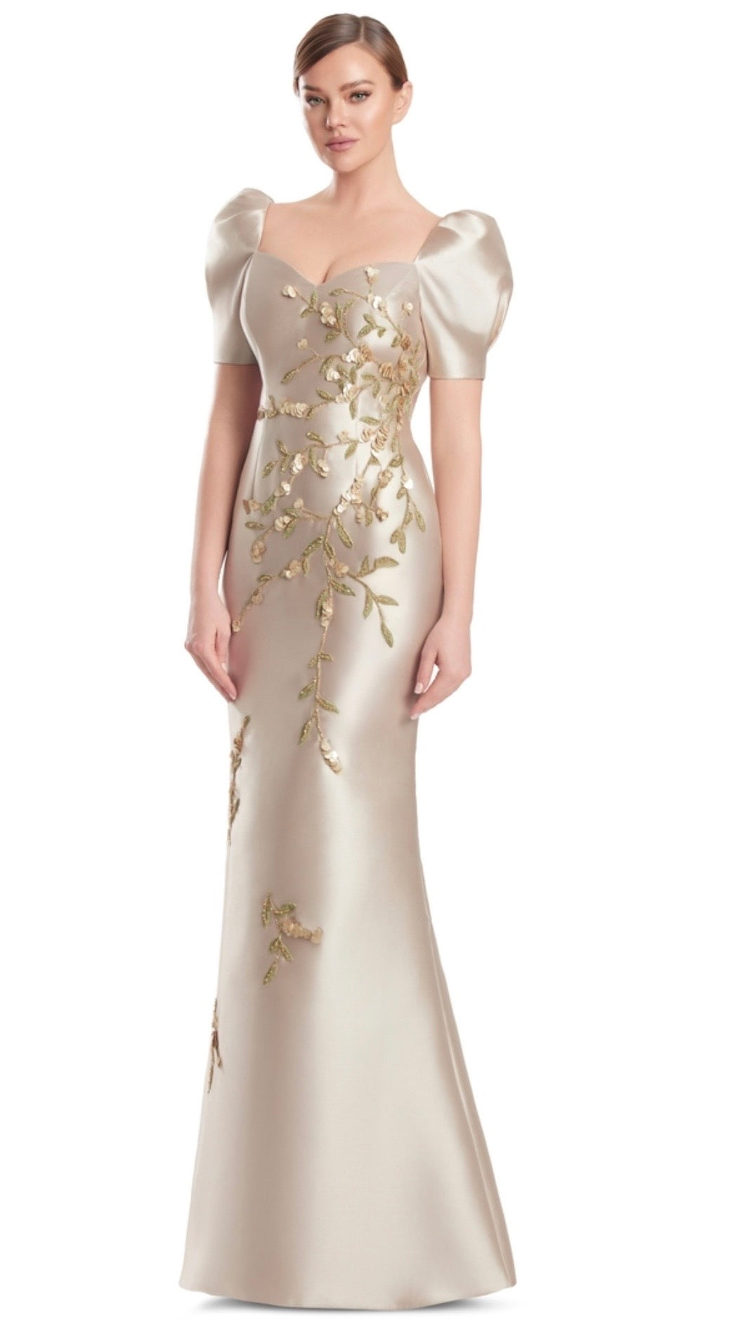 Sweetheart Floor-Length Satin Evening Gown by Alexander by Daymor 3227S26 in Wheat