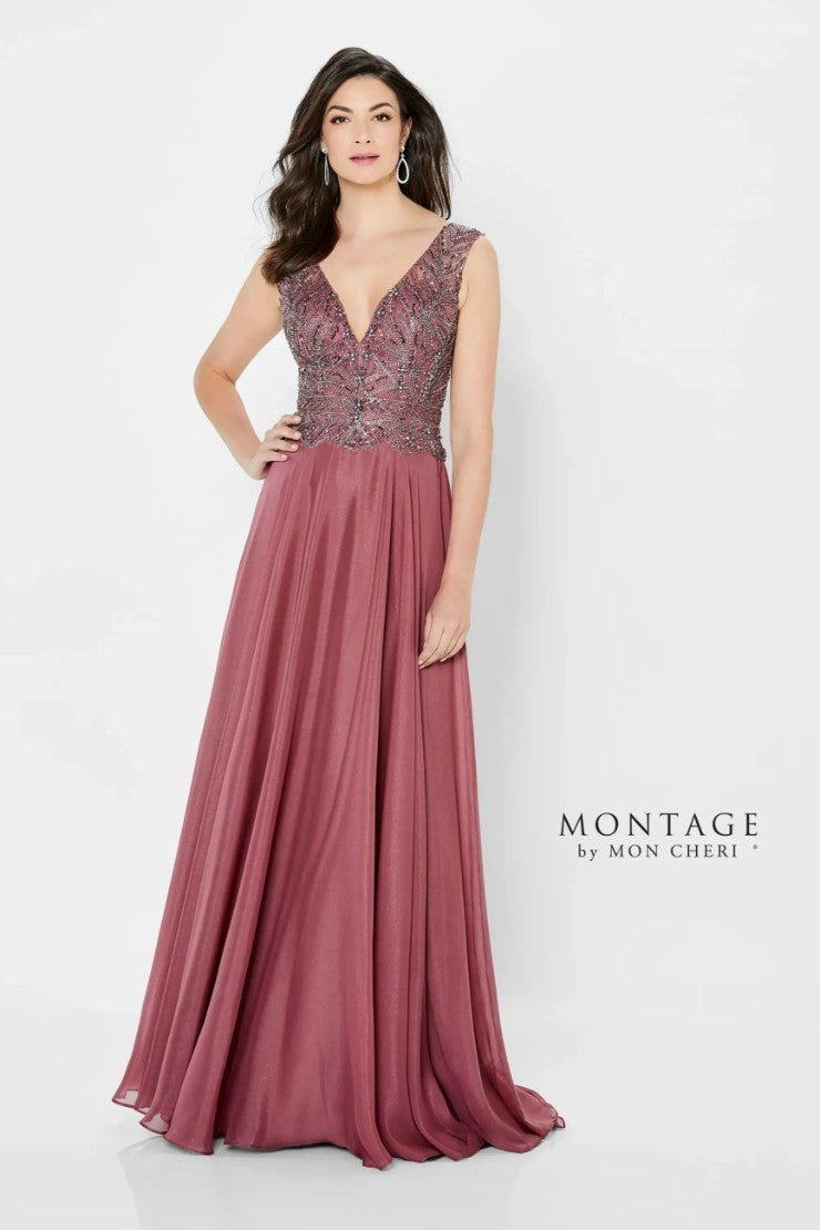 Montage 122907 Long Beaded A Line Formal Dress