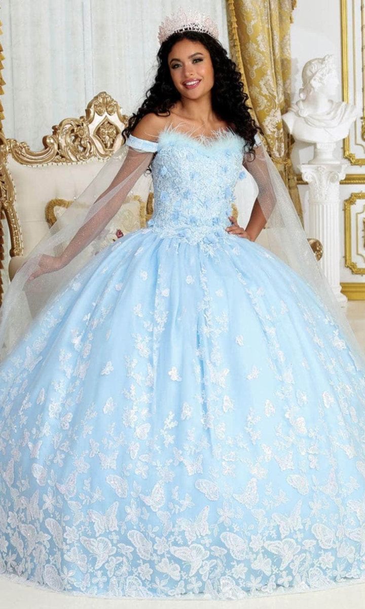 Off-the-Shoulder Floor-Length Tulle Quinceañera Ball Gown May Queen LK197