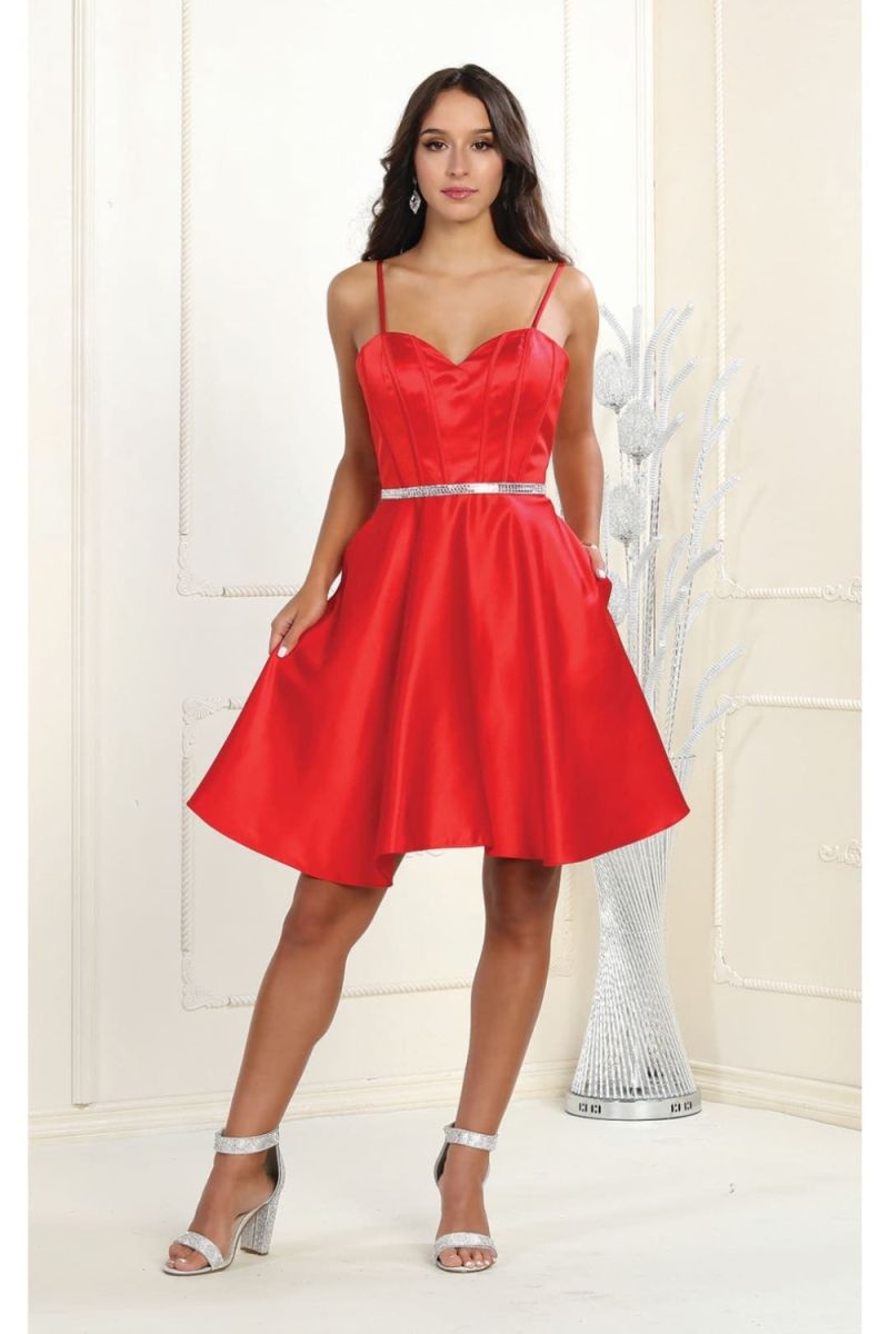 Sweetheart Mini/Short Satin Cocktail A-Line May Queen 1864