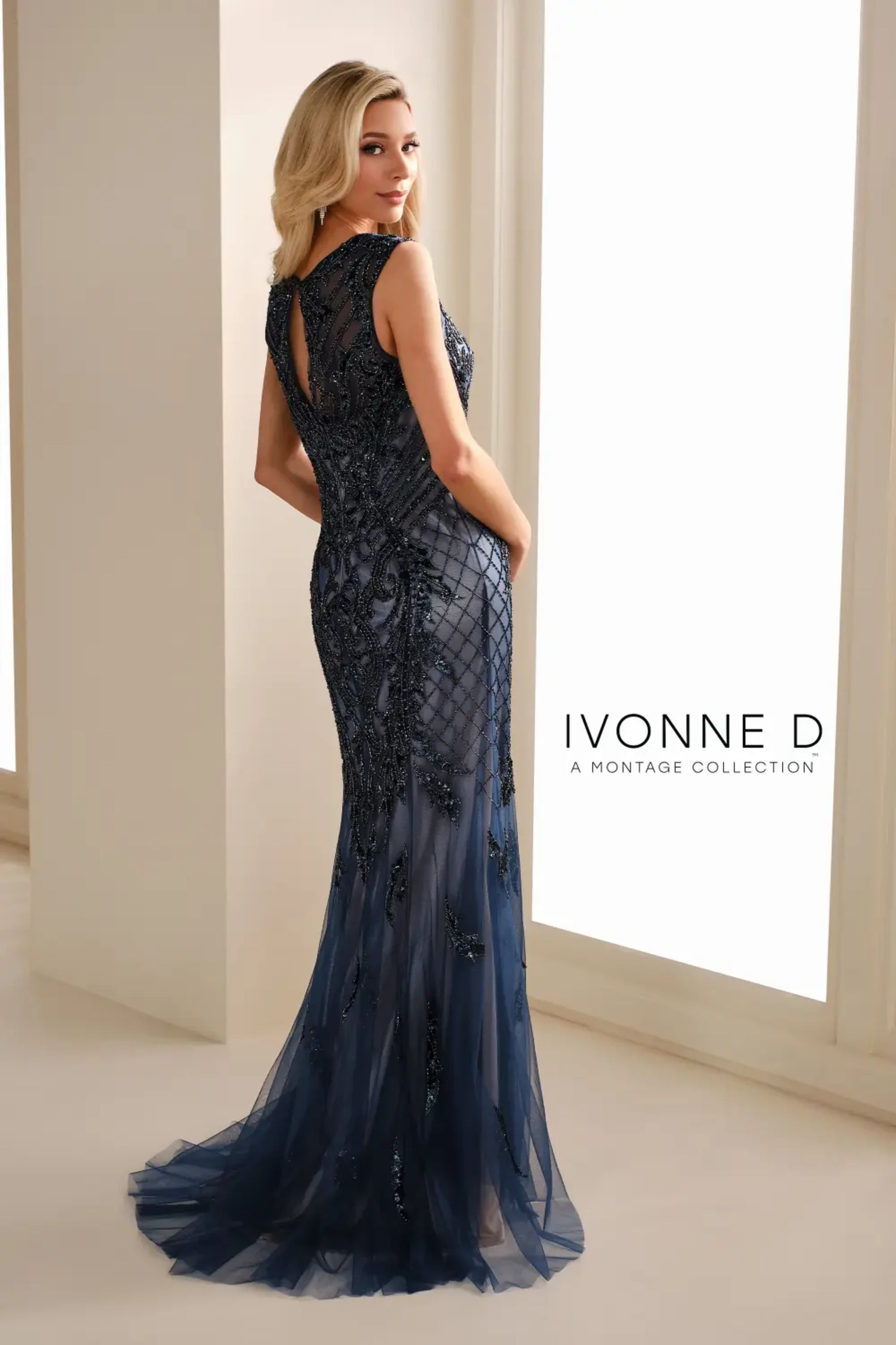 Ivonne D 116D31 Long Formal Beaded Evening Gown