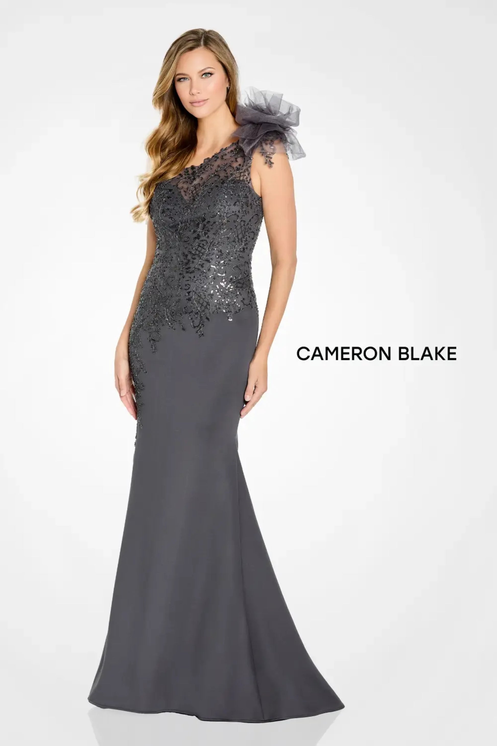 Cameron Blake CB132 Formal Long Beaded Sequin Evening Dress