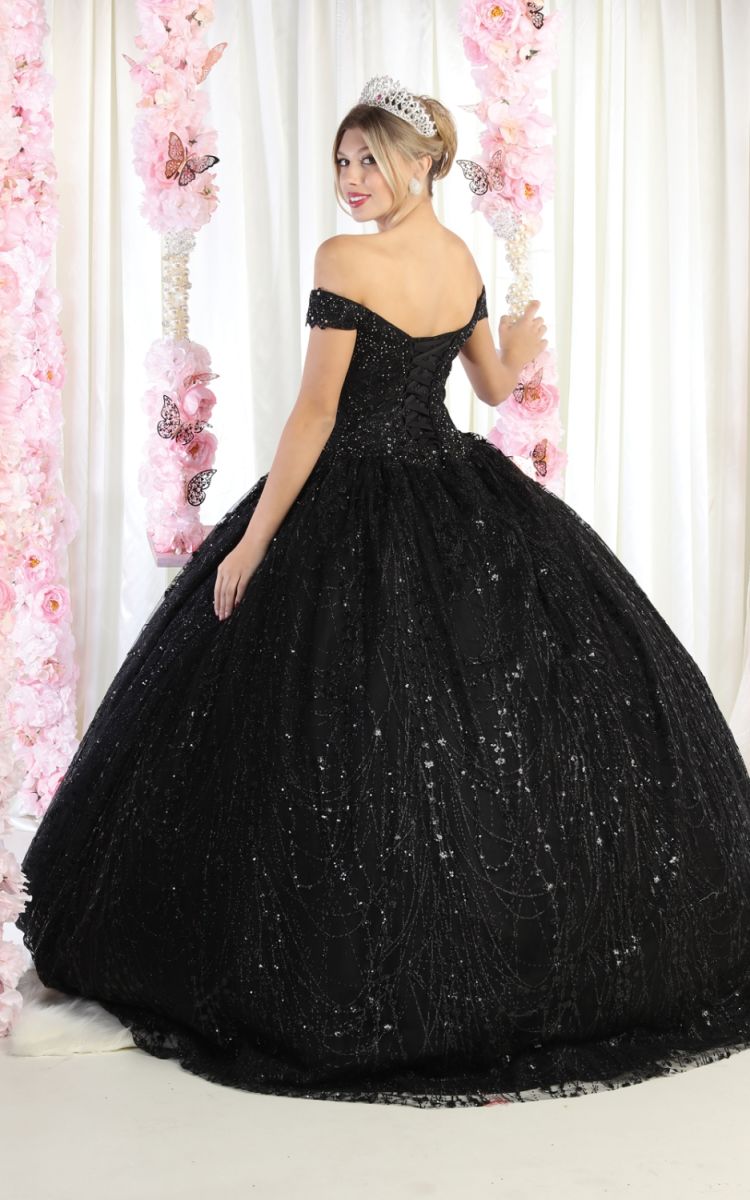 Off-the-Shoulder Floor-Length Tulle Quinceañera Ball Gown May Queen LK153