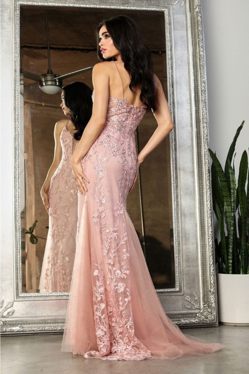 V-Neck Floor-Length Tulle Prom Mermaid Dress May Queen 2030