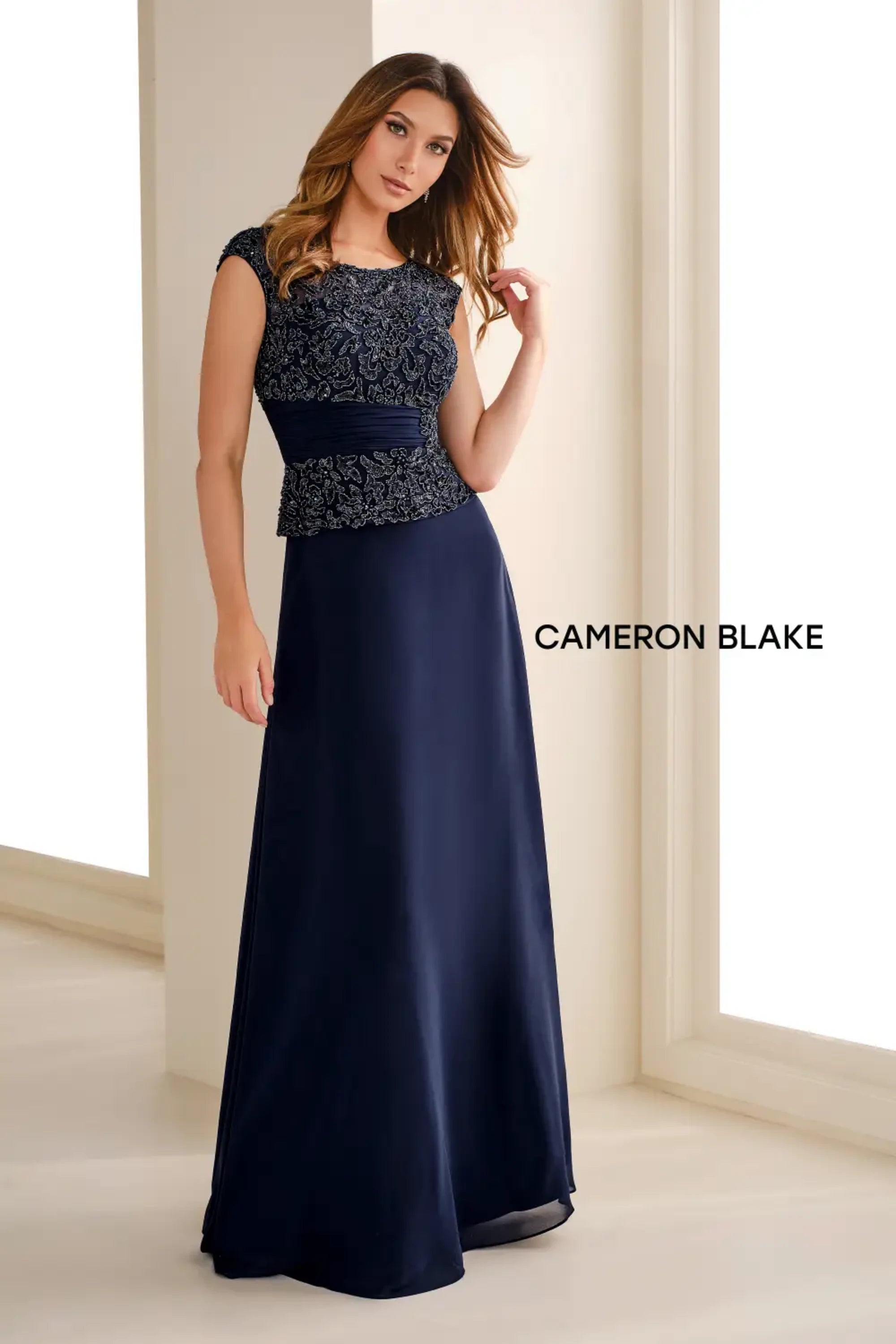 Mother of the Bride Dresses Long Mother of the Bride Beaded Formal Dress Navy Blue