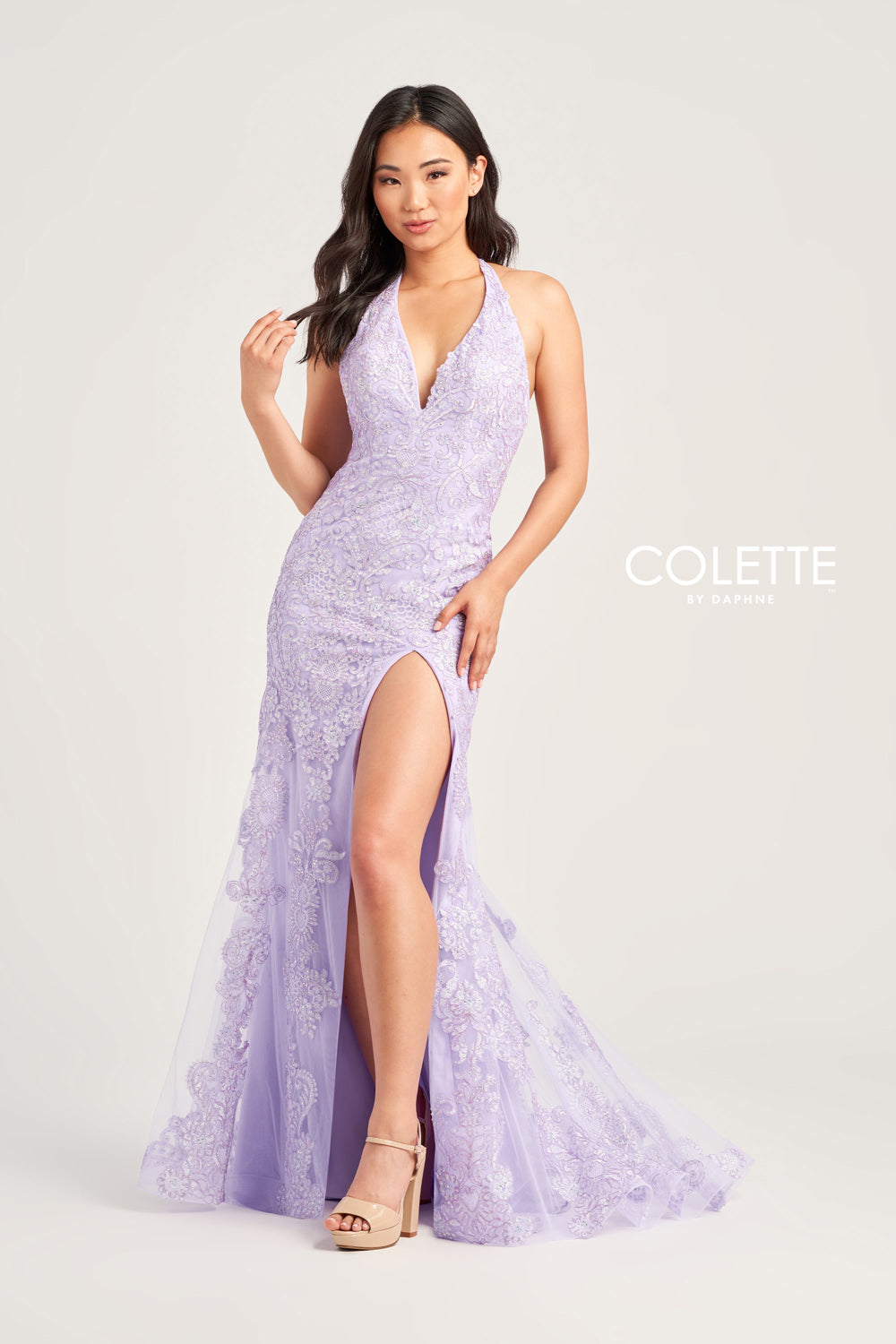 Colette CL5275 Mermaid Long Prom Halter Formal Dress