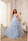 Prom Dresses Ruffle Evening Long Formal Prom Dress Light Blue