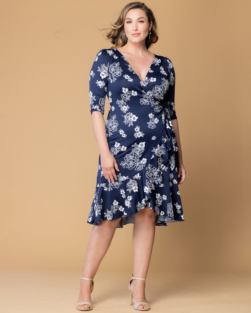 Plus Size Dresses Plus Size Formal Floral Print Midi Cocktail Formal Dress Kiyonna 12132217 Heavenly Blooms