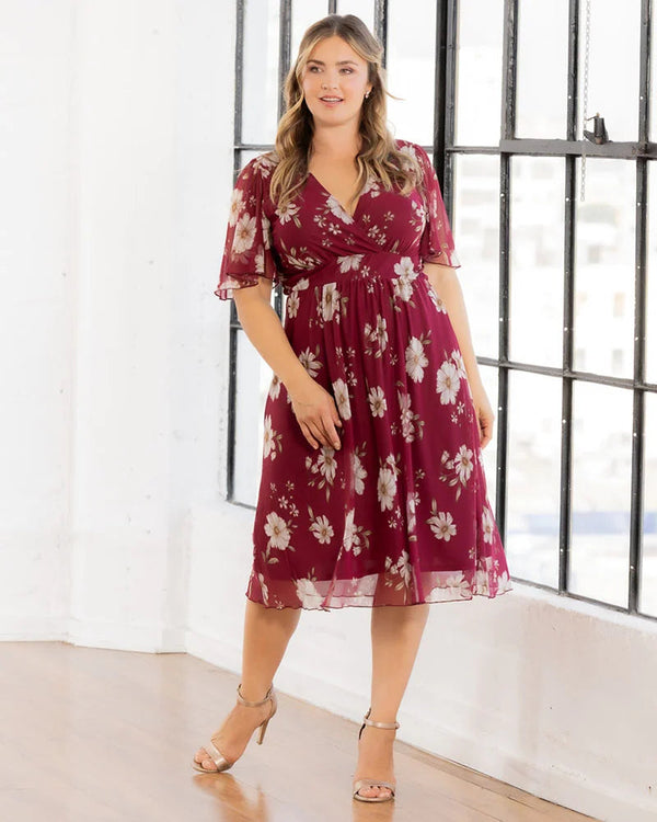 Kiyonna 12253601 Plus Size A Line Midi Cocktail Dress