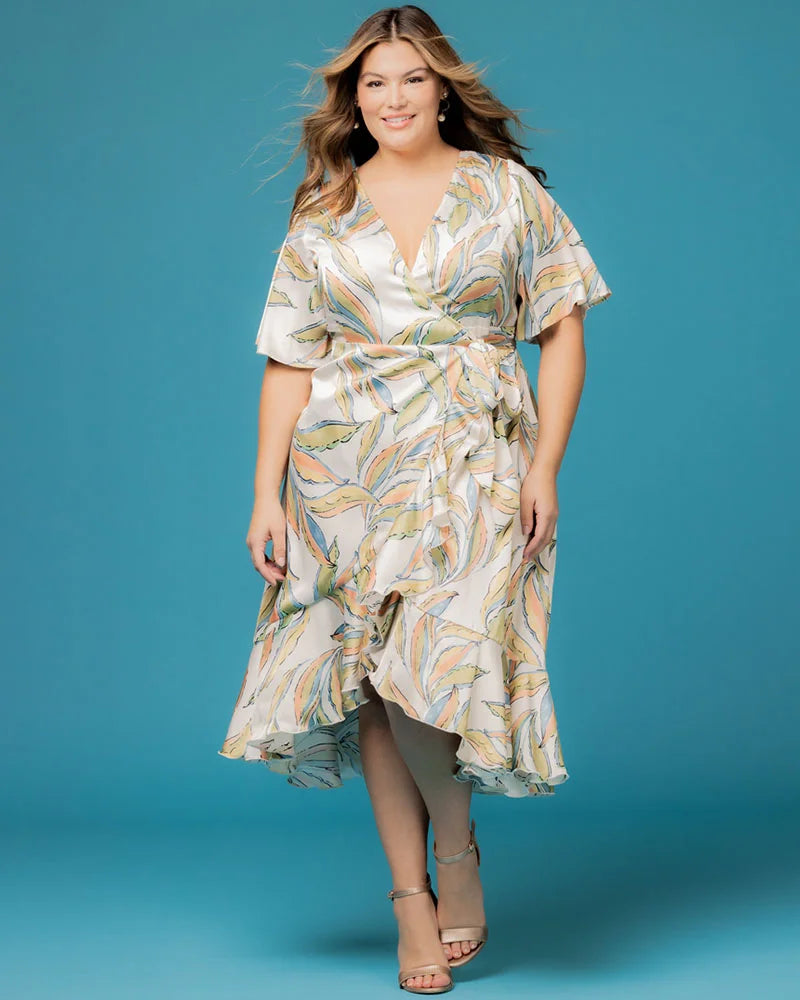 Plus Size Dresses Ruffle Formal Cocktail Prom Plus Size Midi Dress Kiyonna 13222905 Artful Leaves