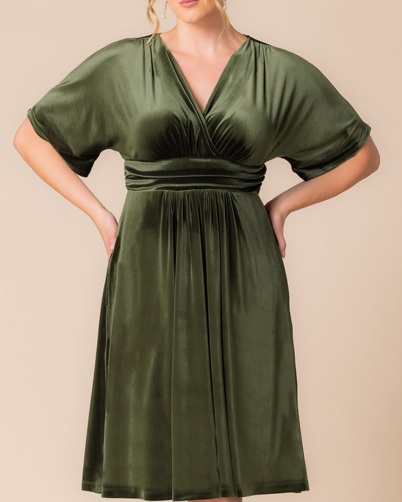 Plus Size Dresses Midi Velvet Short Cocktail Plus Size Dress Olive