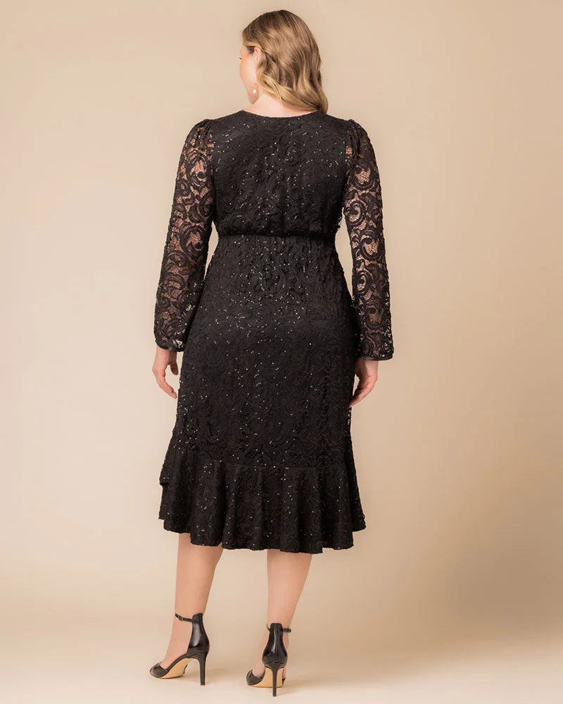 Cocktail Dresses Long Sleeve Sequin Lace Short Cocktail Dress Kiyona 13252503 Onyx