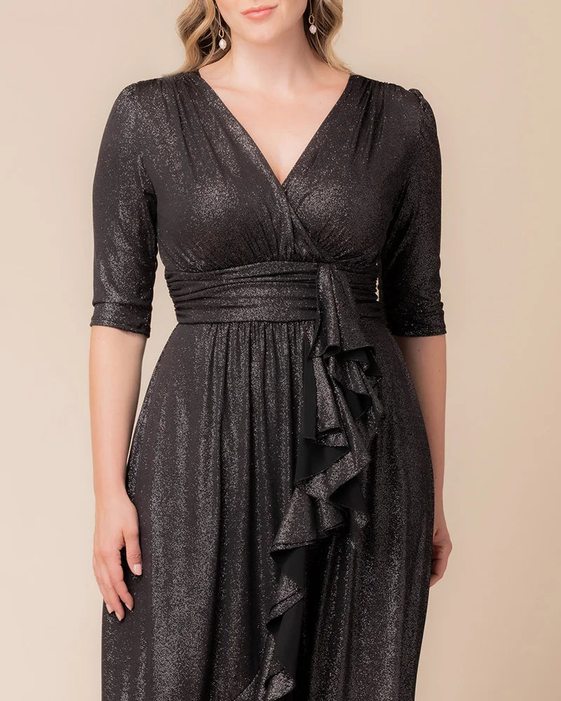 Plus Size Dresses Long Formal Ruffle Plus Size Dress Silver Starlight