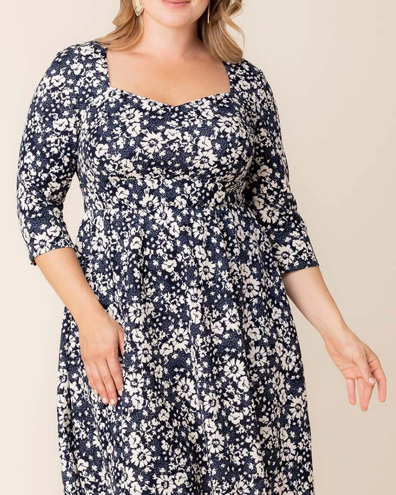 Plus Size Dresses Short Cocktail A Line Plus Size Dress Aegean Blue Florals
