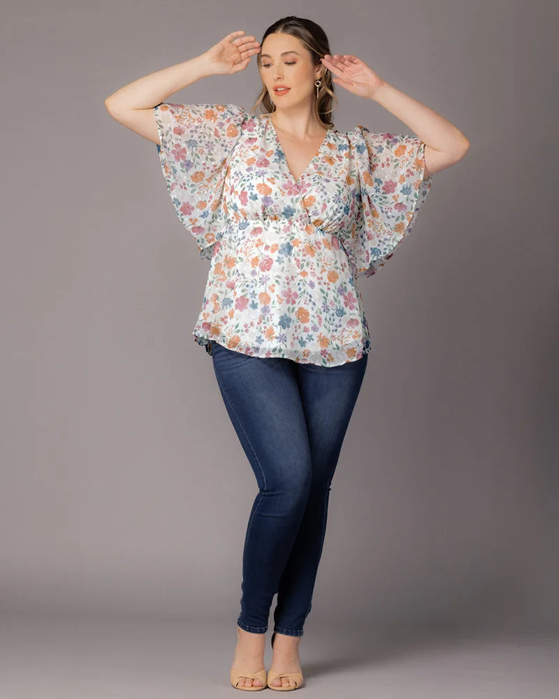 V-Neck Mini Chiffon Occasion Empire Waist Top Kiyonna KY21192807