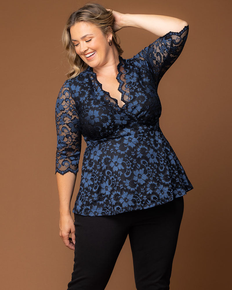 Top Formal Evening Lace Top Kiyona 23230906 Twilight Noir