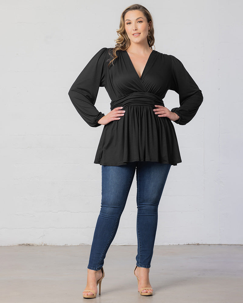 Top Long Sleeve Formal Top Black Noir