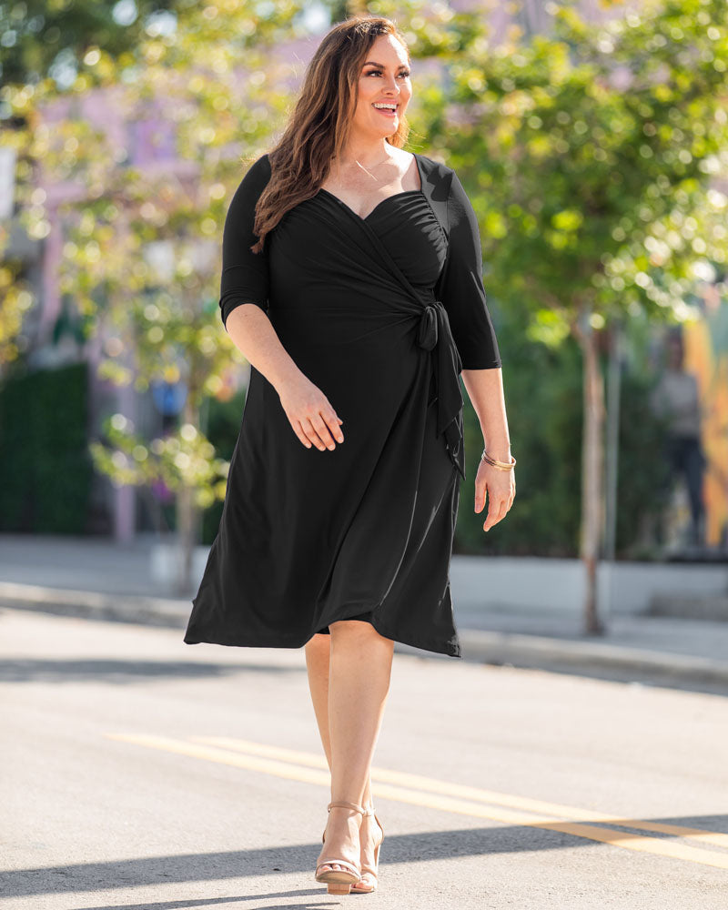 Plus Size Dresses Short Fitted Midi Cocktail Plus Dress Kiyona 11112202 Black Noir