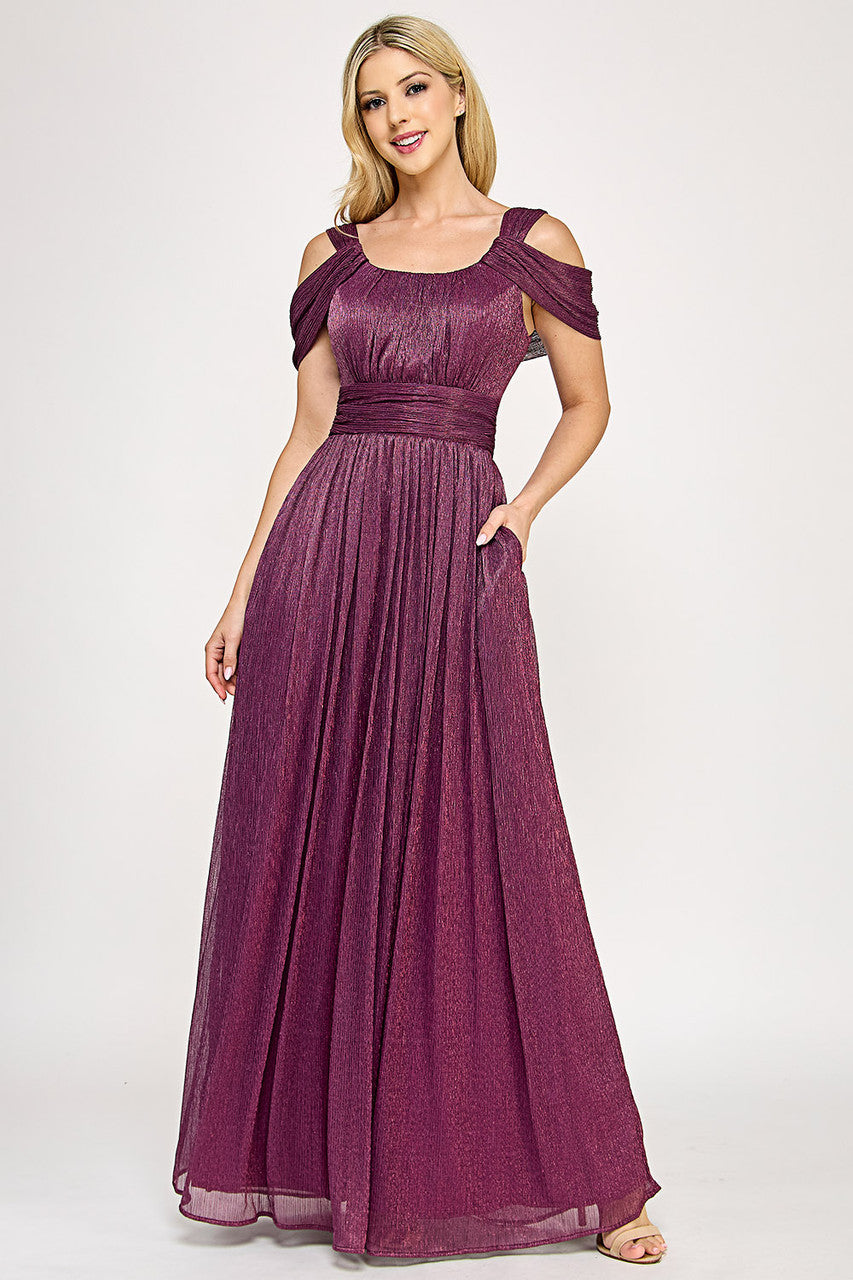 Formal Dresses Long Evening Formal Pleated Dress Lenovia 5327 Mauve