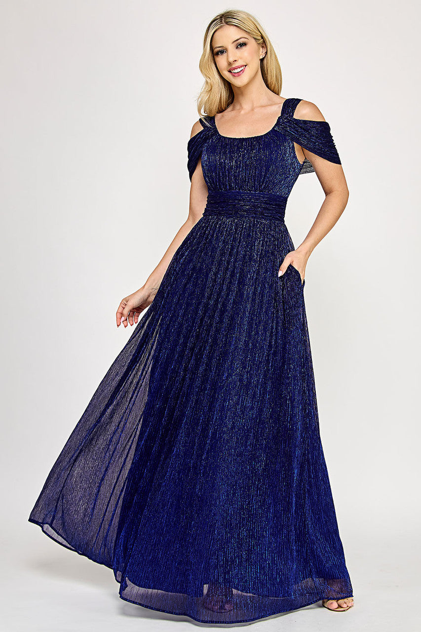 Formal Dresses Long Evening Formal Pleated Dress Lenovia 5327 Royal Blue
