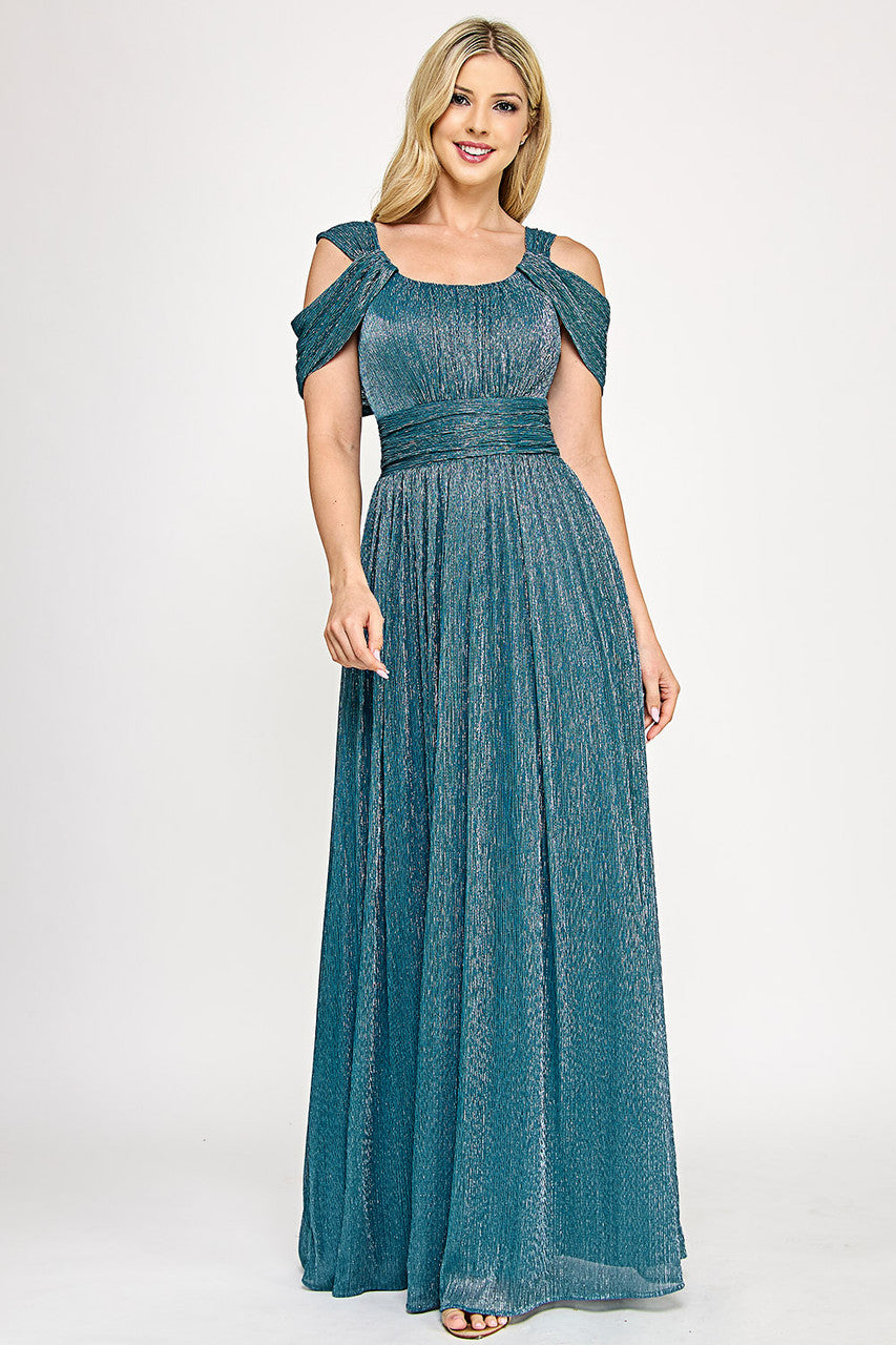 Formal Dresses Long Evening Formal Pleated Dress Lenovia 5327 Perry Blue