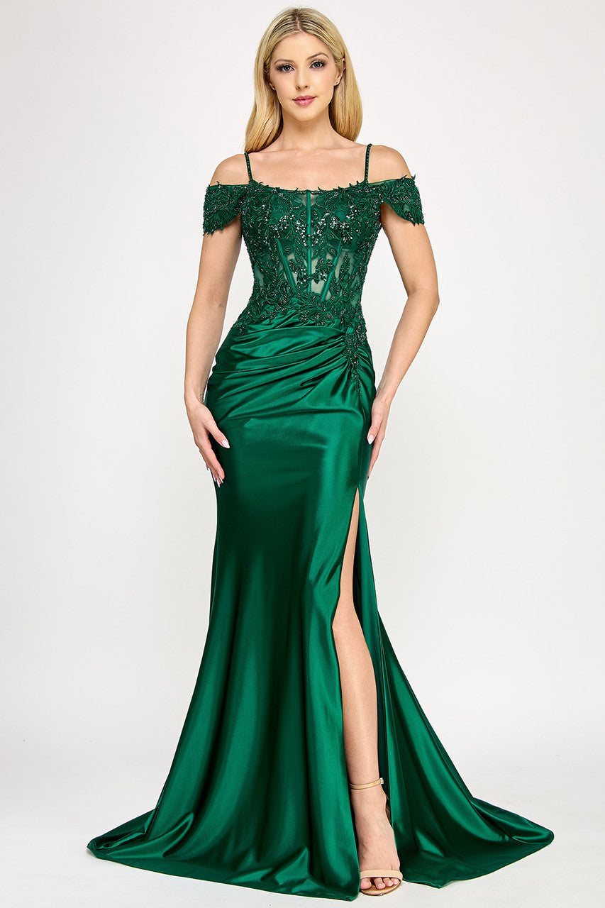 Prom Dresses Corset Formal Fitted Long Prom Dress Lenovia 8348 Hunter Green