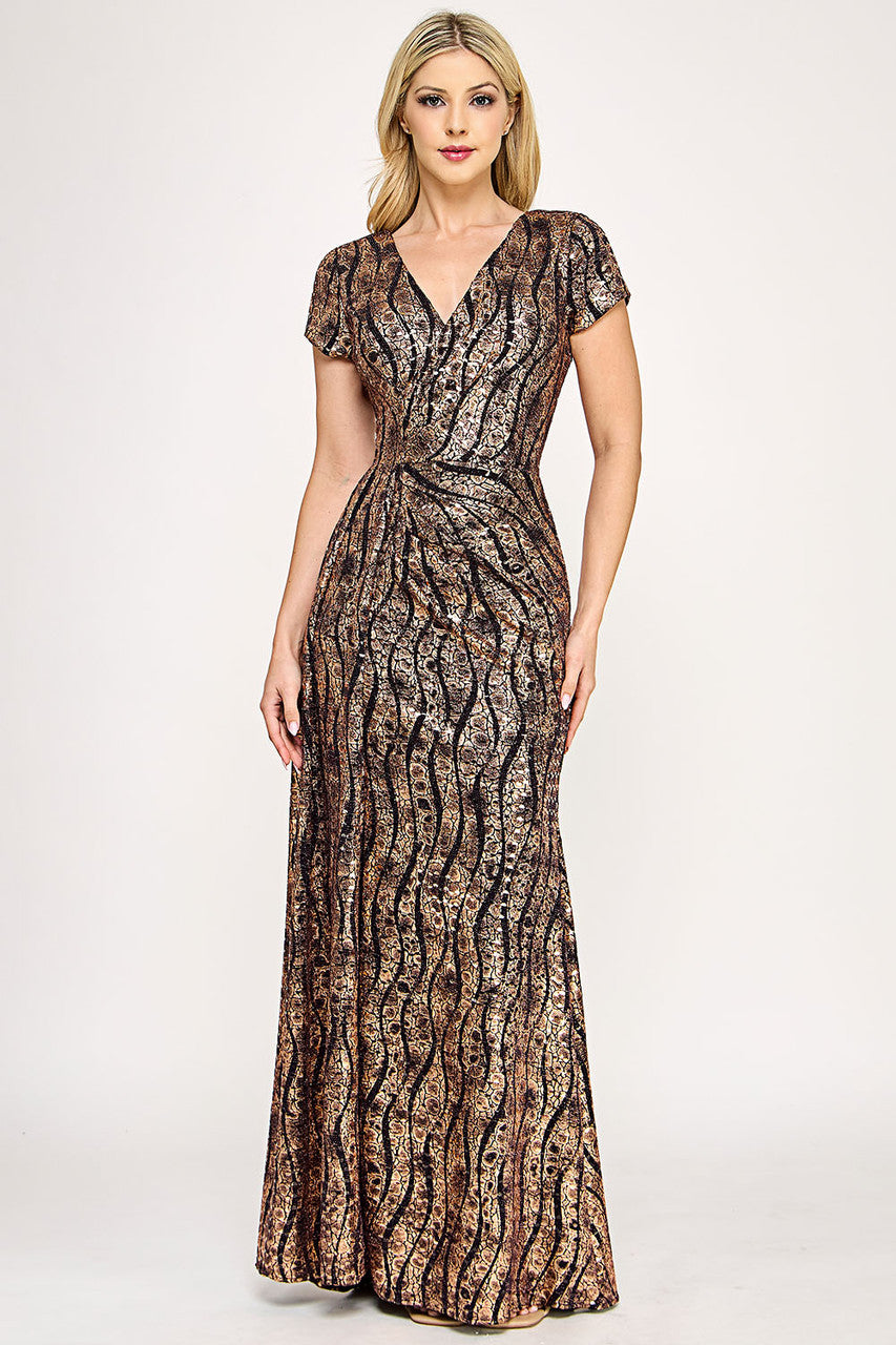 Mother of the Bride Dresses Mother of the Bride Slit Long Formal Dress Lenovia 5331 Bronze