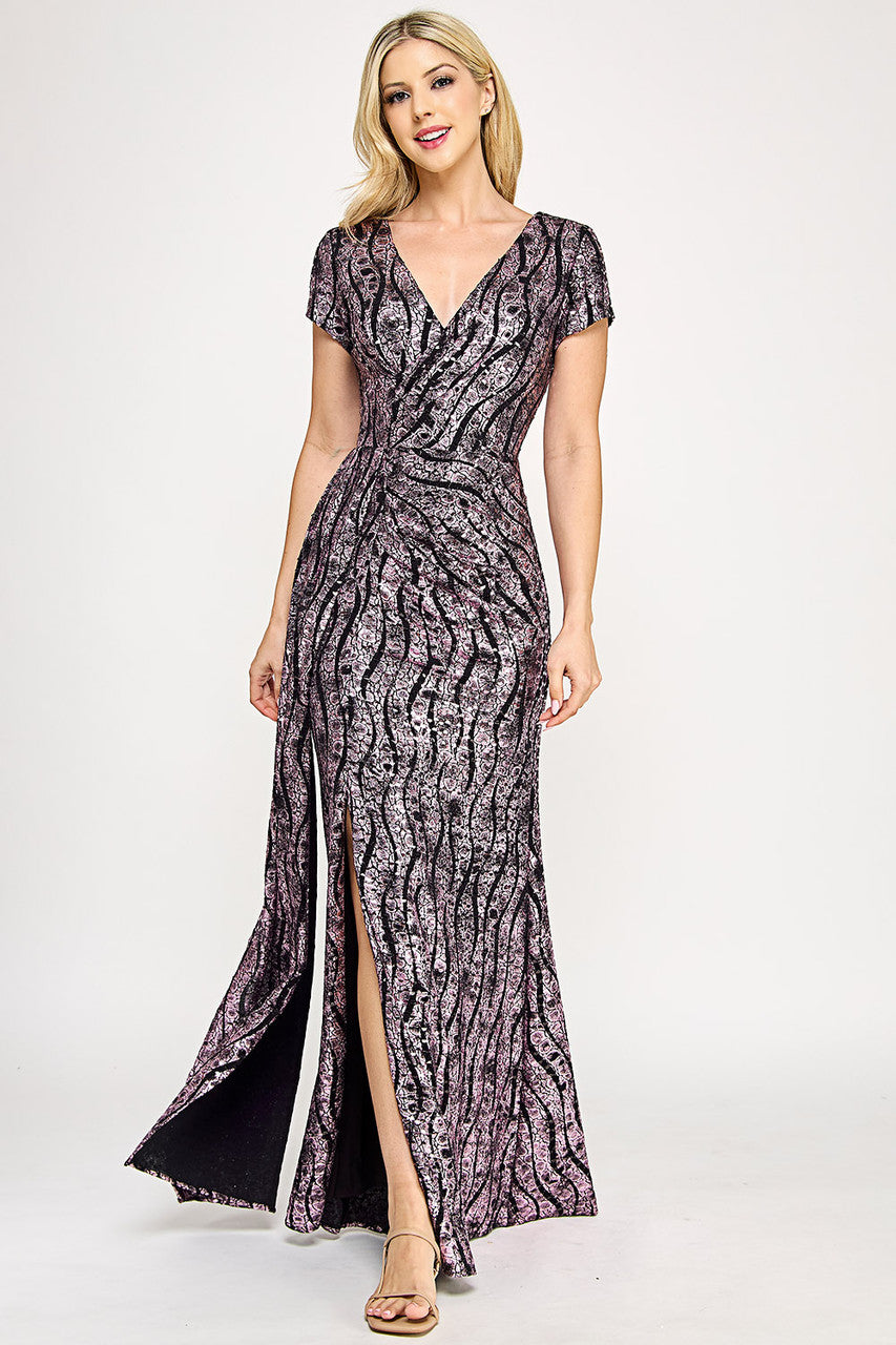 Mother of the Bride Dresses Mother of the Bride Slit Long Formal Dress Lenovia 5331 Pink