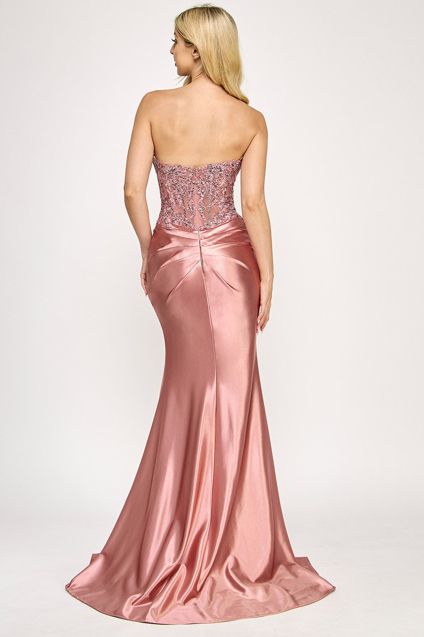 Prom Dresses Long Formal Beaded Corset Prom Dress Lenovia 8396 Mauve